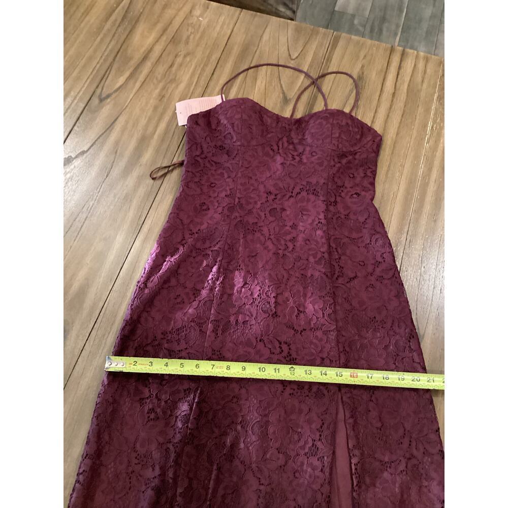 Anthropologie BHLDN Emma Sweetheart Sleeveless Lace Long Gown Front Slit Wine 12 - Picture 4 of 16